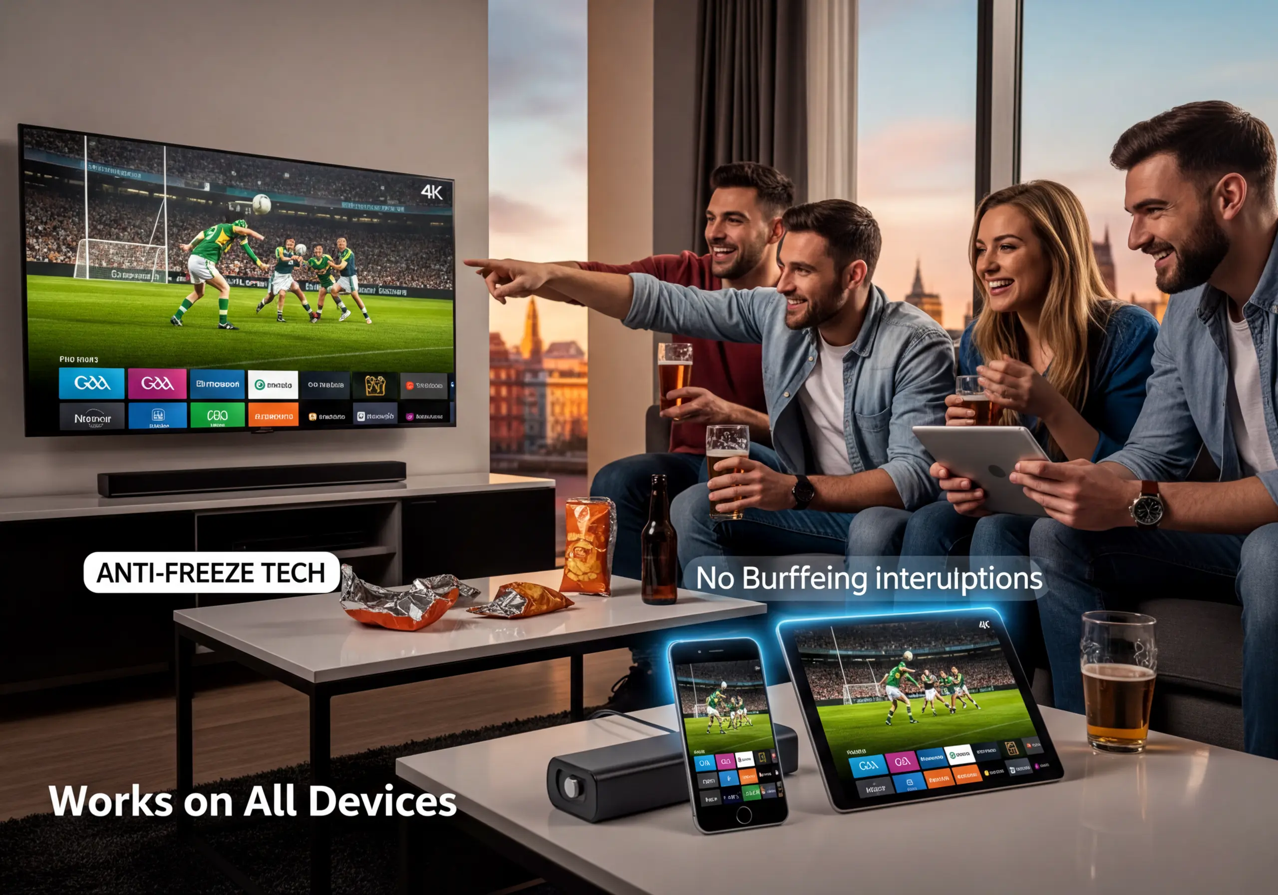 IPTV Ireland match day viewing with no buffering for GAA and live sports across multiple devices